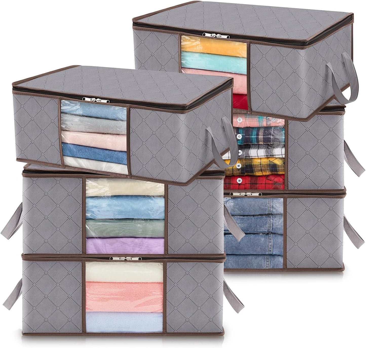 Collapsible Plastic Storage Bins with Lids and Window