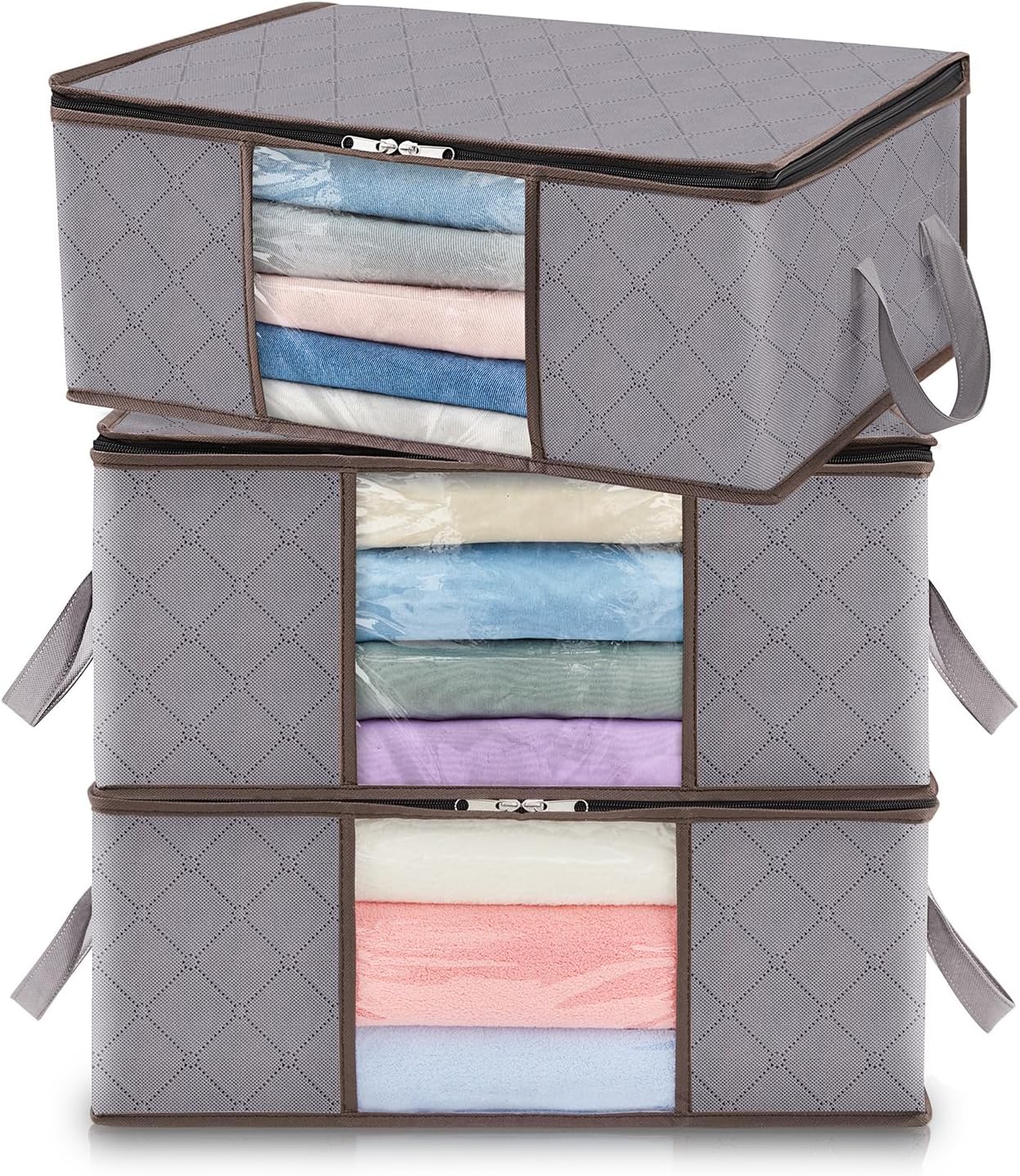 Collapsible Plastic Storage Bins with Lids and Window