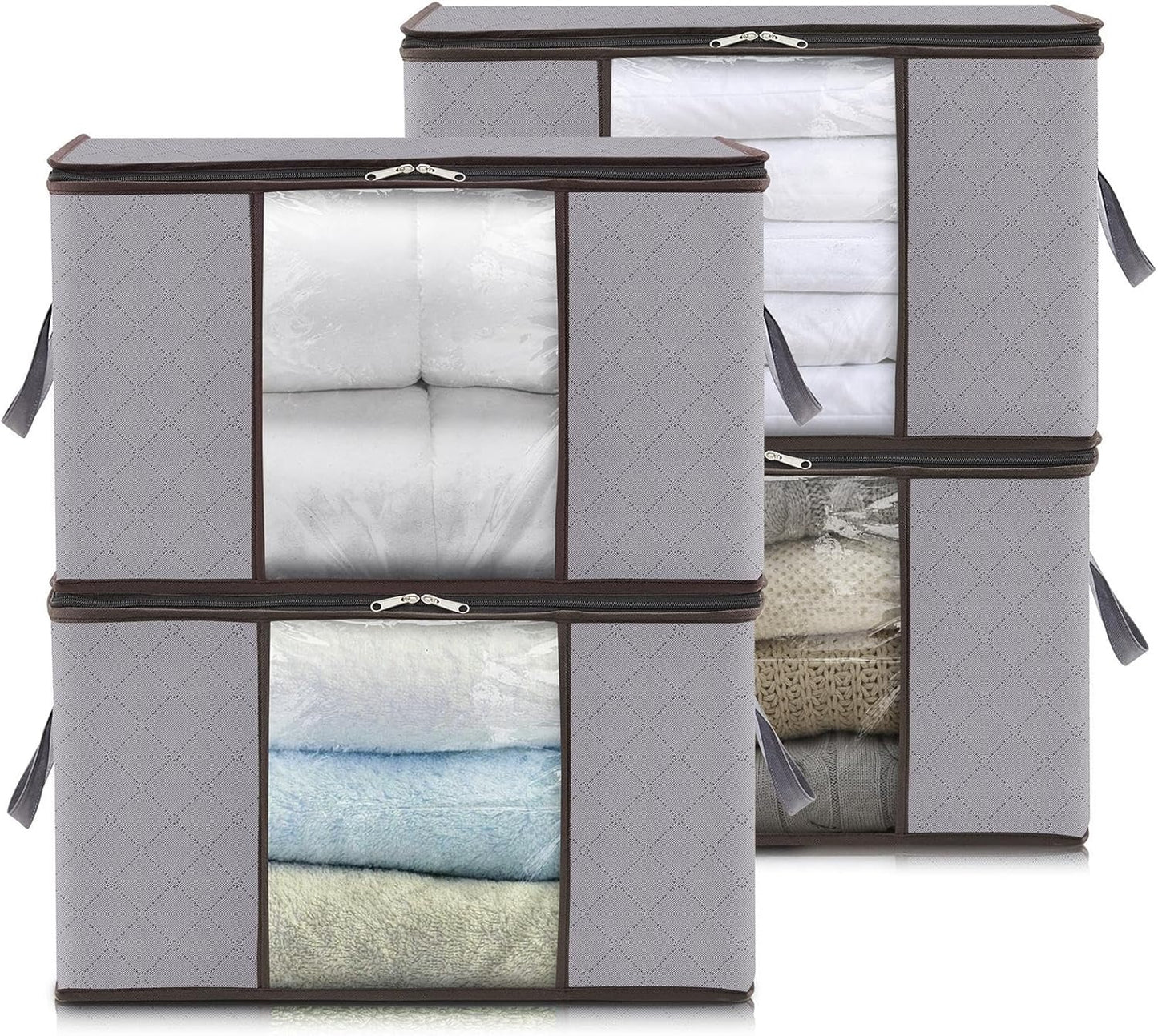 Collapsible Plastic Storage Bins with Lids and Window