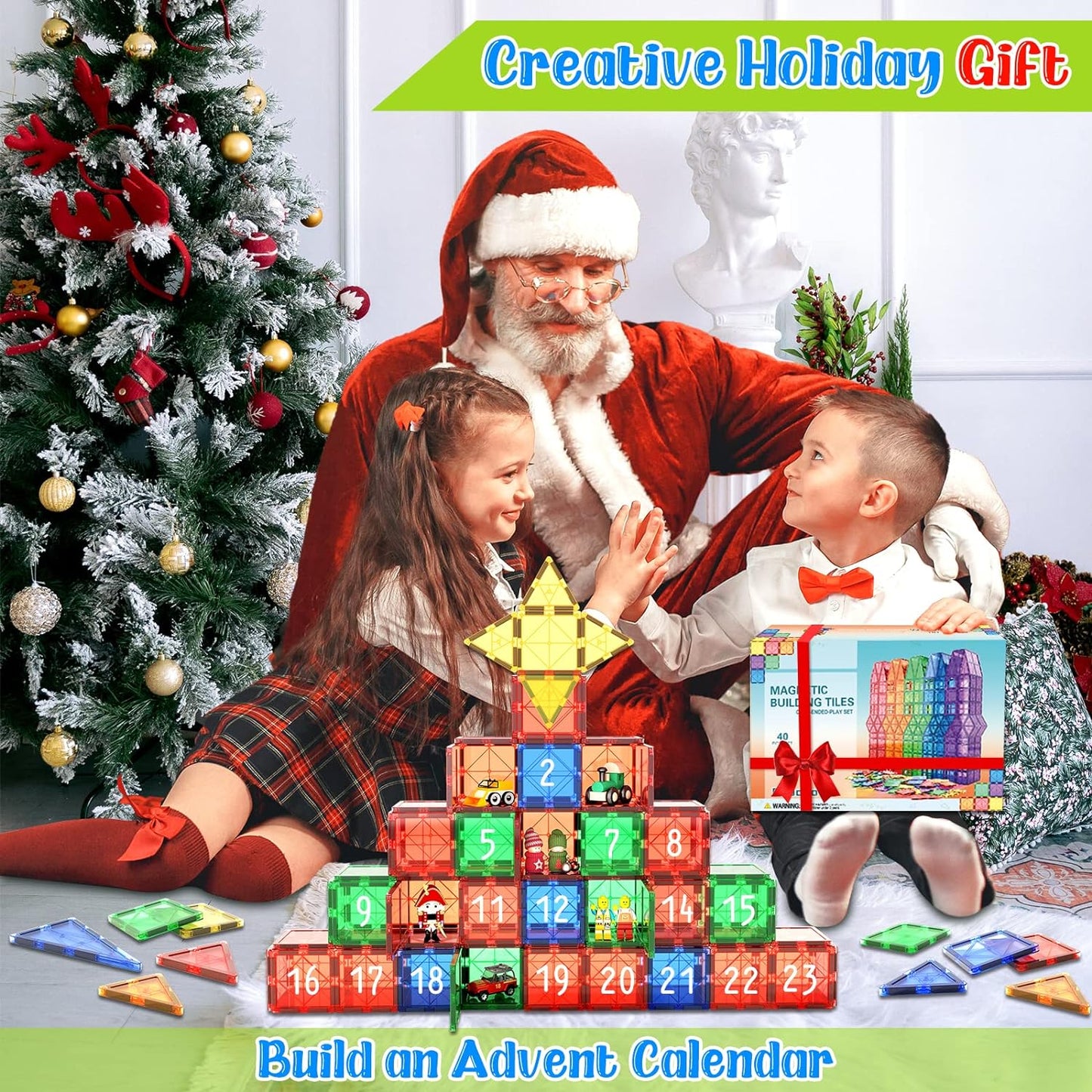 Colorful Kids Magnetic Building Blocks 40pc Set