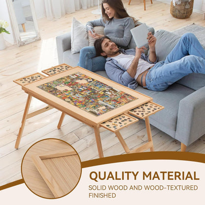 Wooden Puzzle Table with Storage