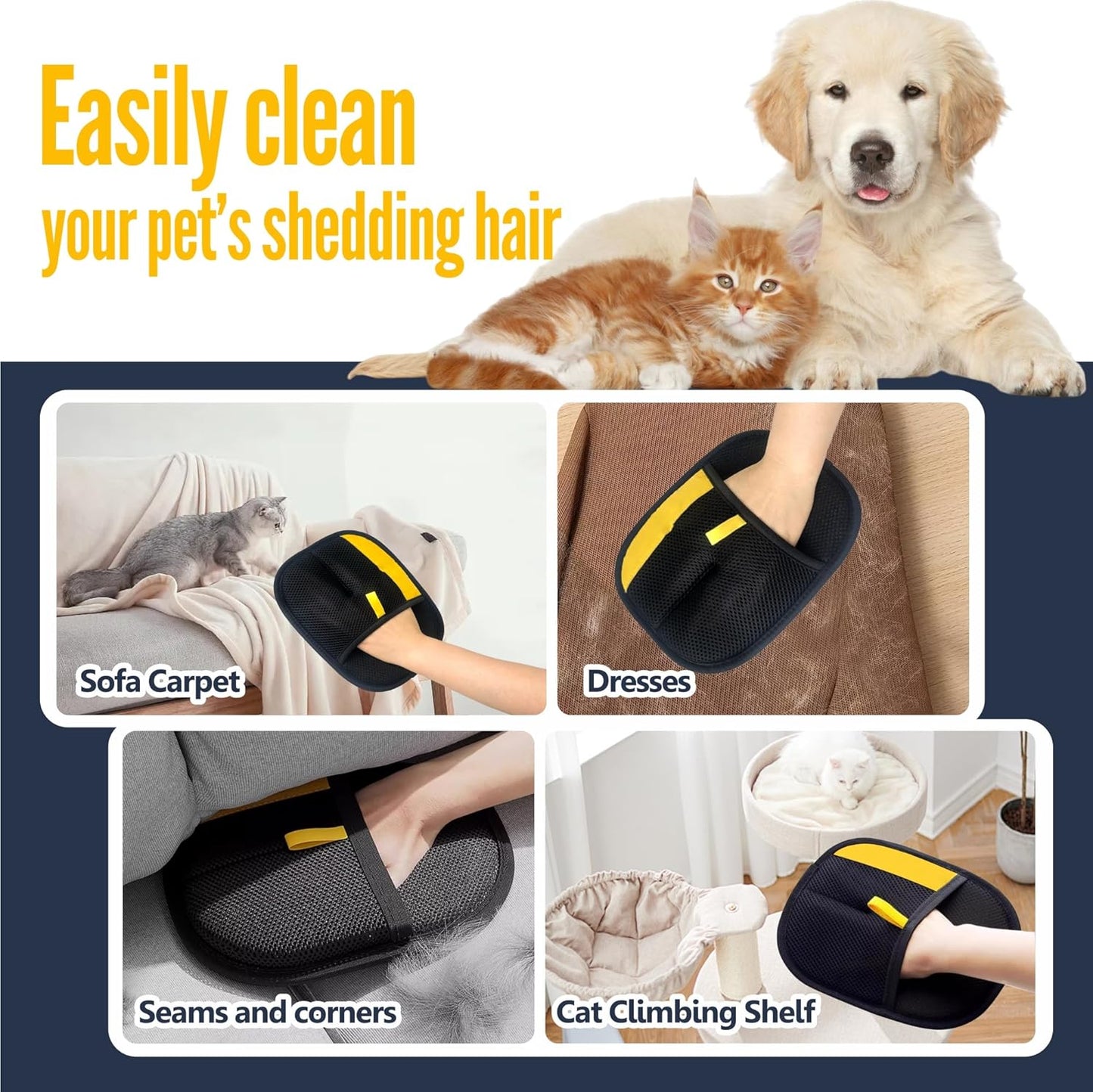 Pet Hair Remover Glove for Dogs and Cats
