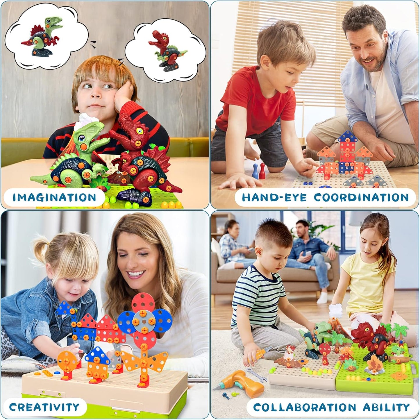 Colorful Dinosaur Building Toy Set