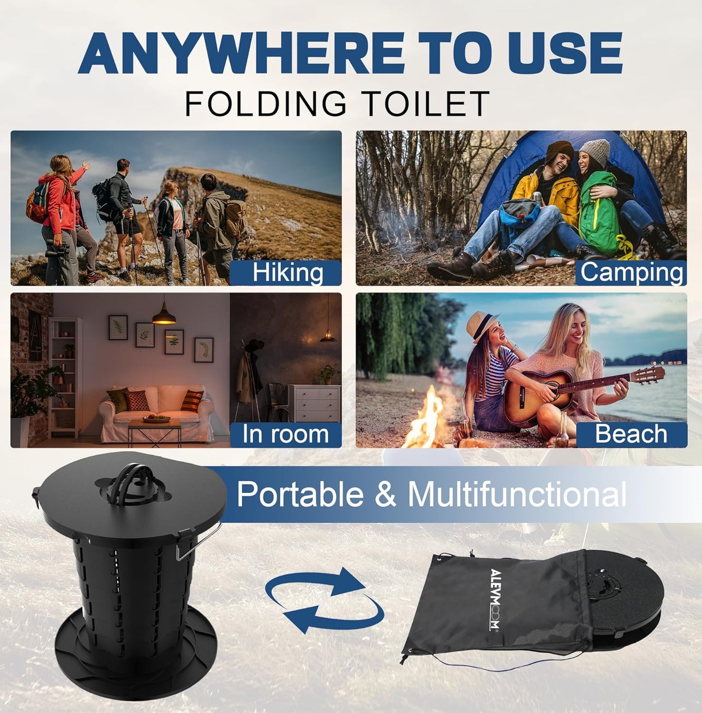 Compact Portable Camping Toilet with Adjustable Seat