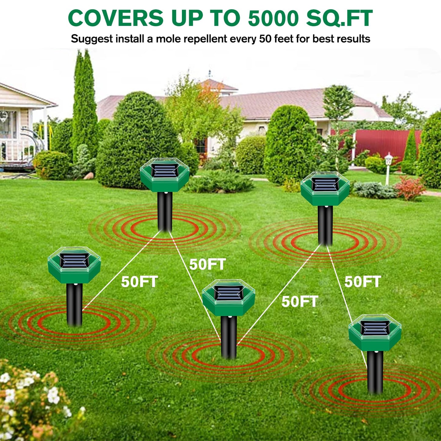 Outdoor Pest Control Ultrasonic Mole Repeller 4 Pack