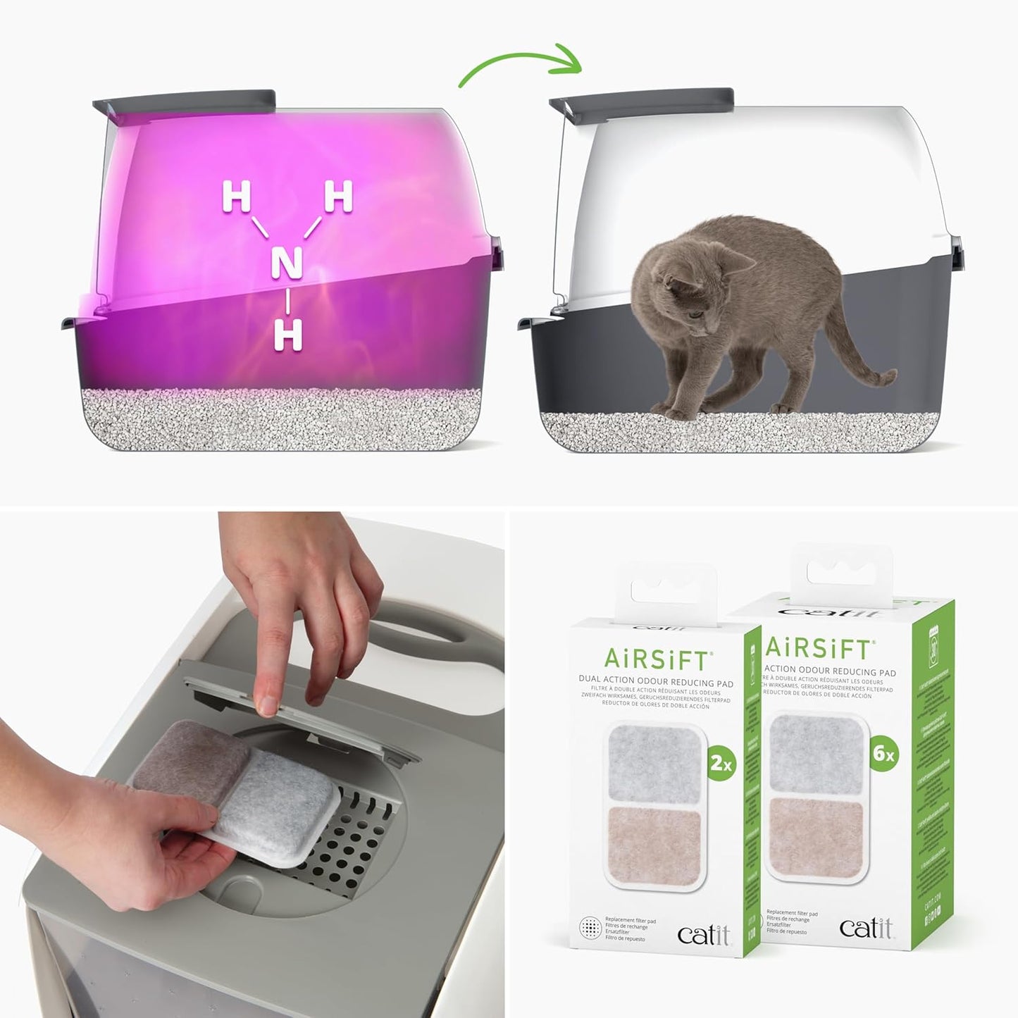 Large Hooded Cat Litter Box with Odor Control System