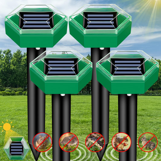 Outdoor Pest Control Ultrasonic Mole Repeller 4 Pack - Fesara