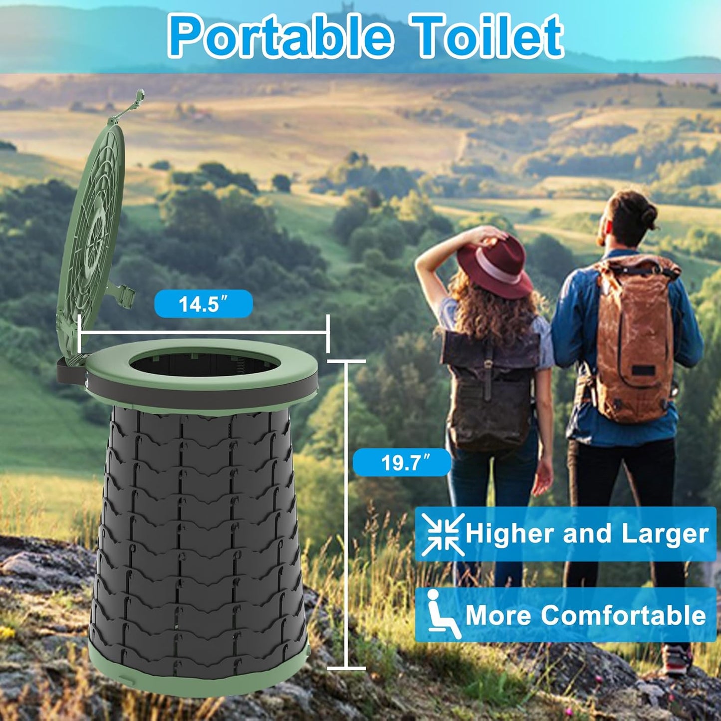 Compact Portable Camping Toilet with Adjustable Seat