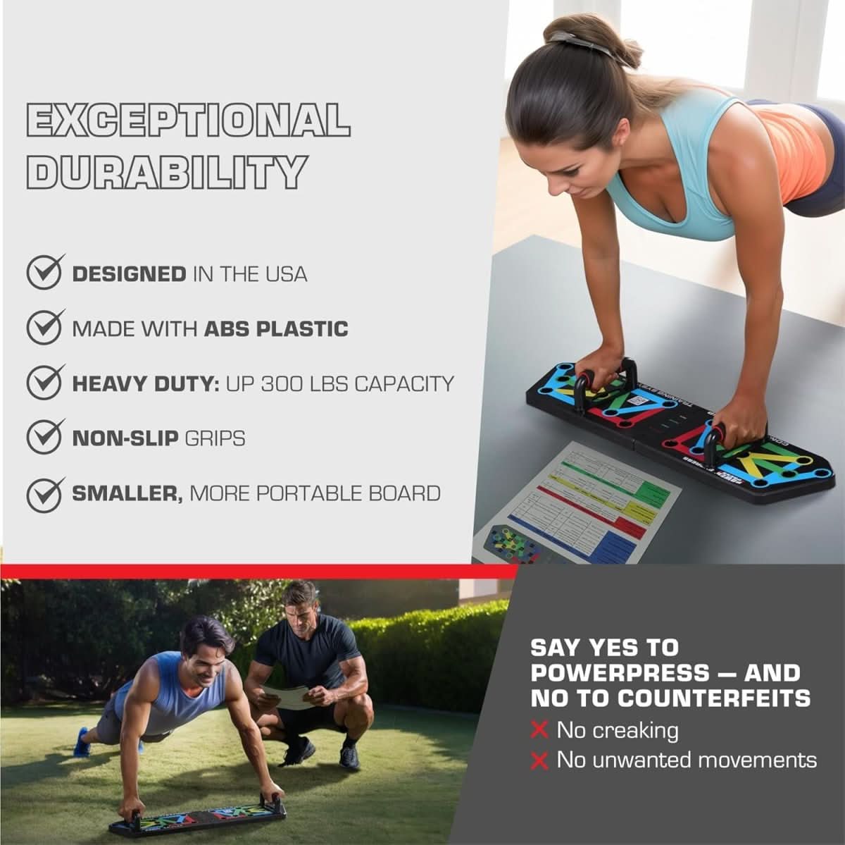 Portable Push Up Board with 30 Exercise Positions
