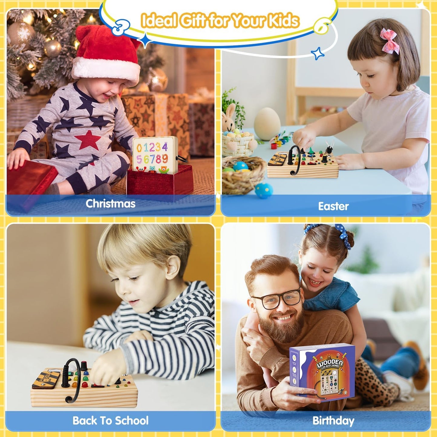 Colorful Kids Educational Pinboard with LED Lights