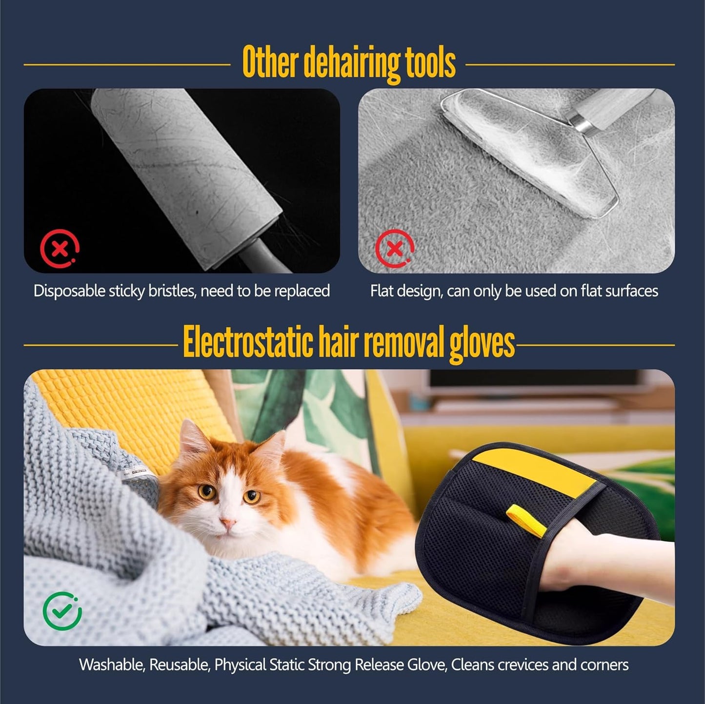 Pet Hair Remover Glove for Dogs and Cats