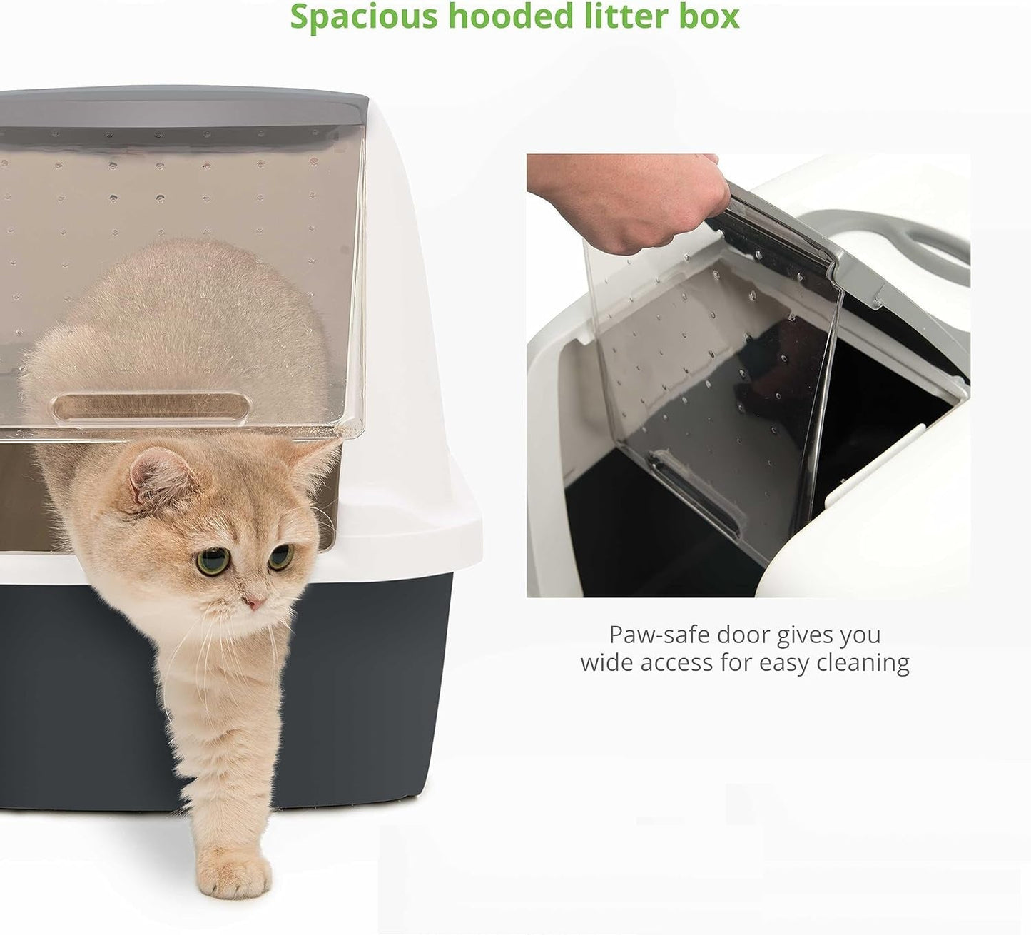 Large Hooded Cat Litter Box with Odor Control System
