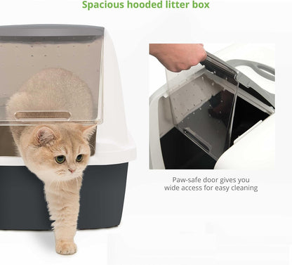 Large Hooded Cat Litter Box with Odor Control System