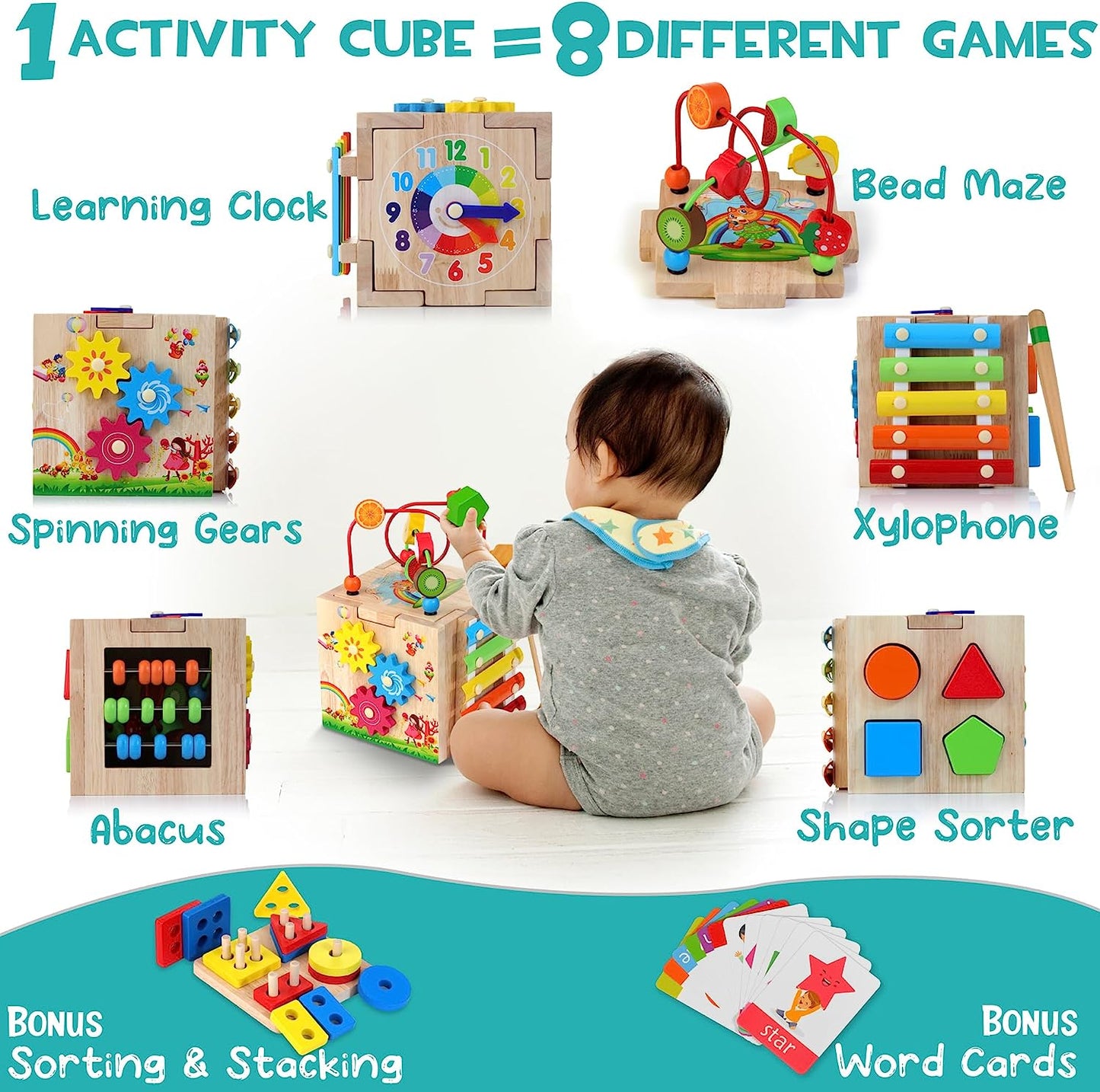 Colorful 8-in-1 Baby Play Cube