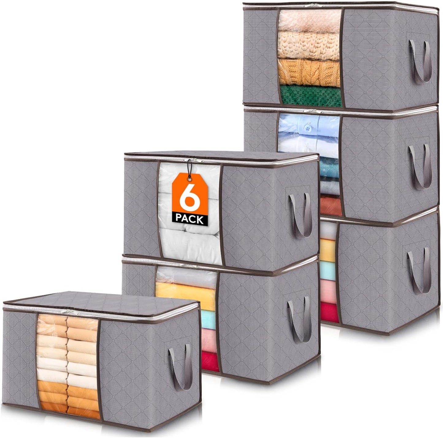 Collapsible Plastic Storage Bins with Lids and Window