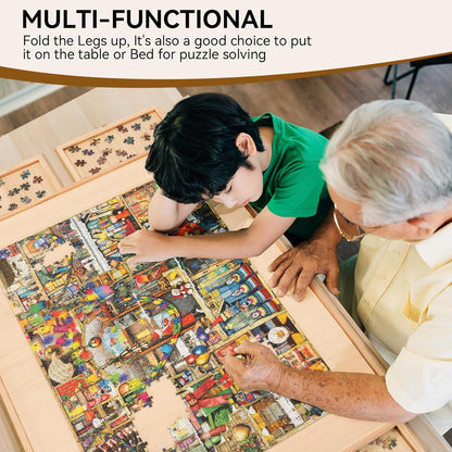Wooden Puzzle Table with Storage