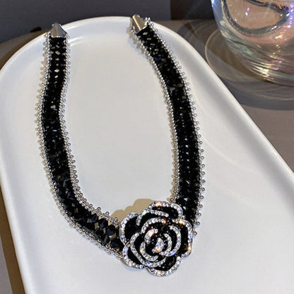 Dark Rose Crystal Pendant Necklace