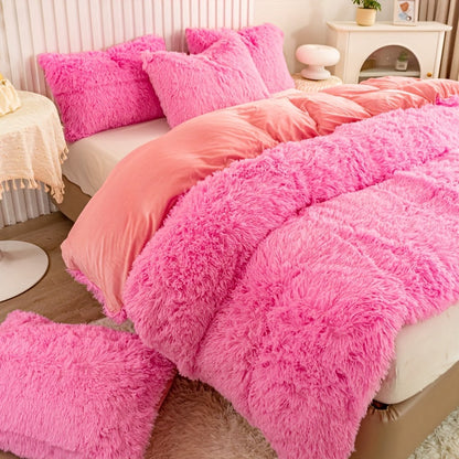Cozy Fesara Plush Duvet Cover Set with Zipper
