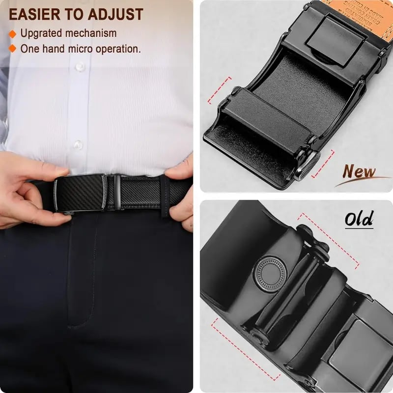 Genuine Leather Ratchet Belt With Adjustable Metal Buckle