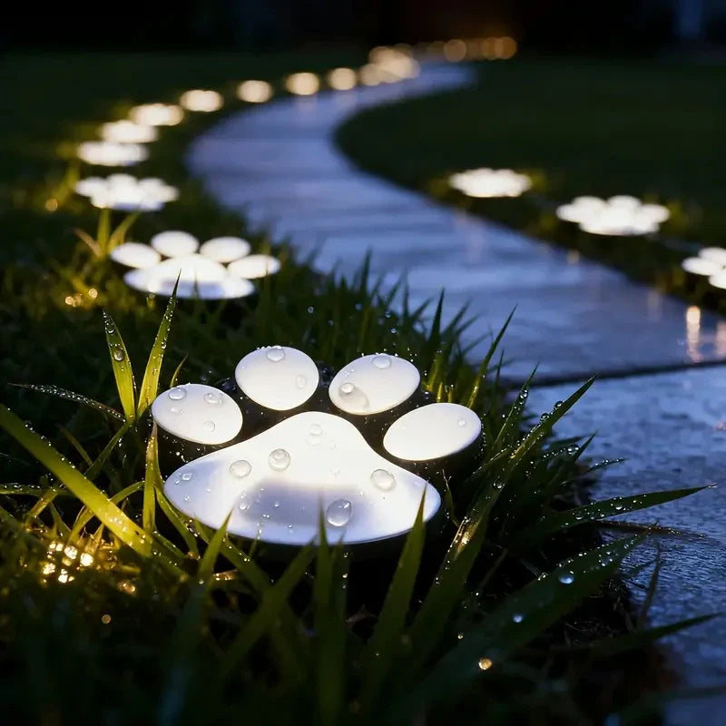 Outdoor Solar Powered Animal Paw Garden Lights