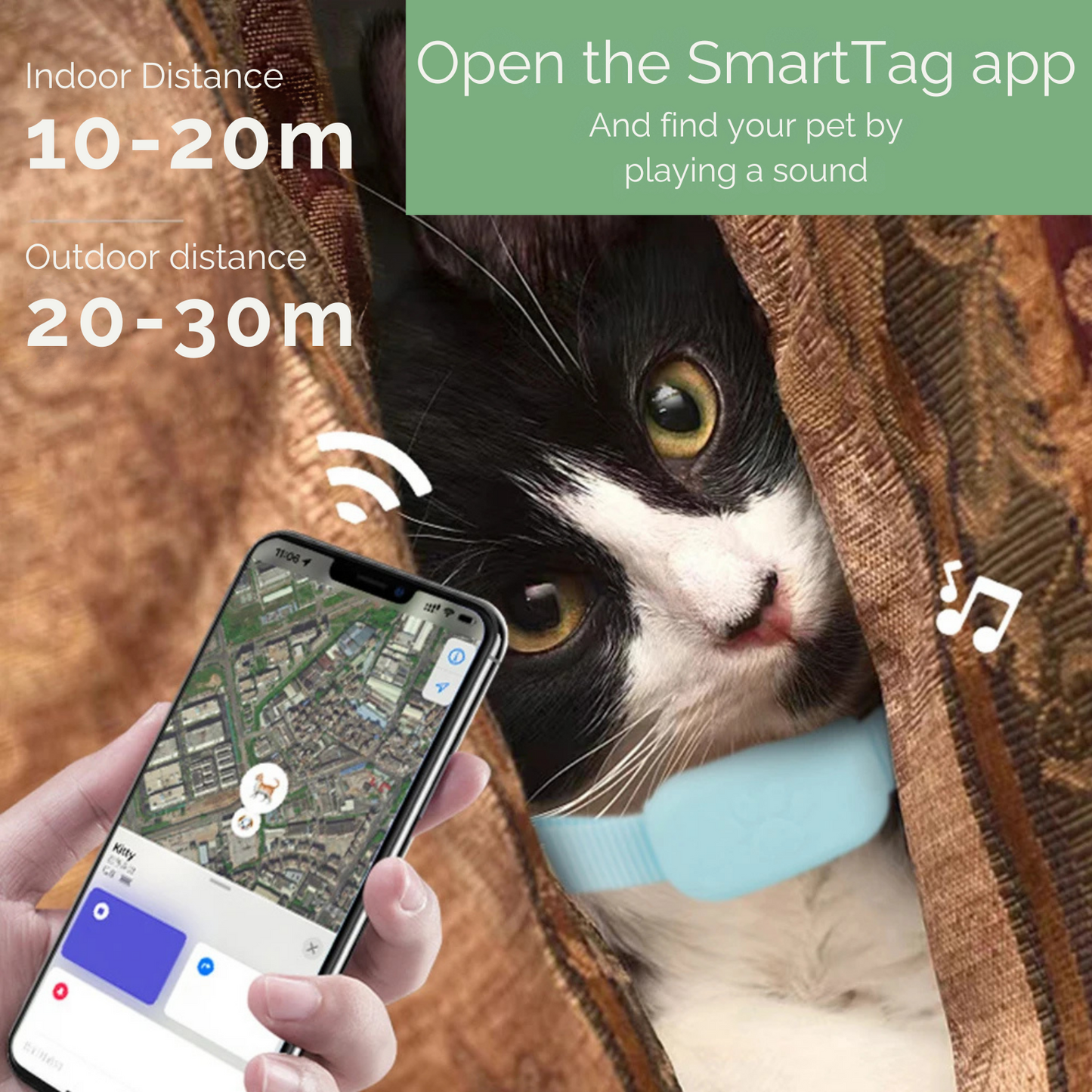 Pet GPS Tracker - Bluetooth Collar Locator
