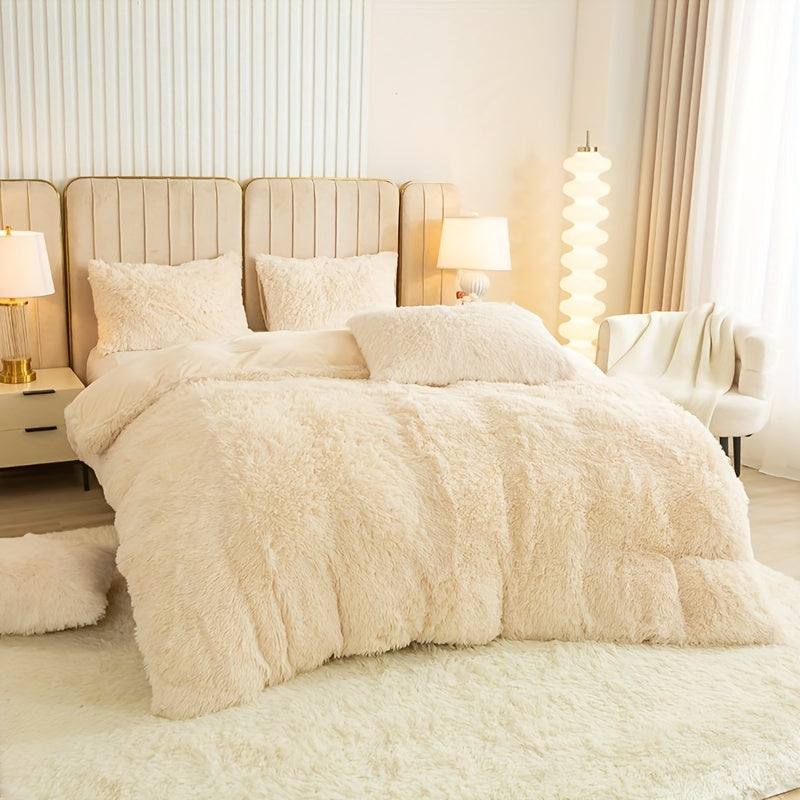 Cozy Fesara Plush Duvet Cover Set with Zipper