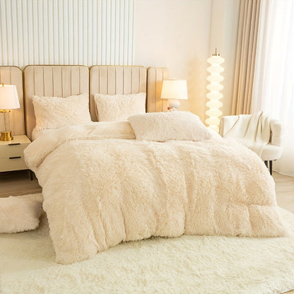 Cozy Fesara Plush Duvet Cover Set with Zipper