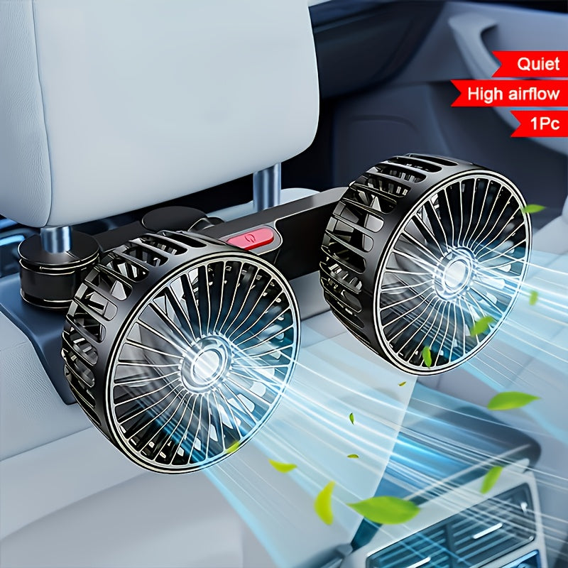 Portable Dual Car Fan with 360 Rotation and USB Power