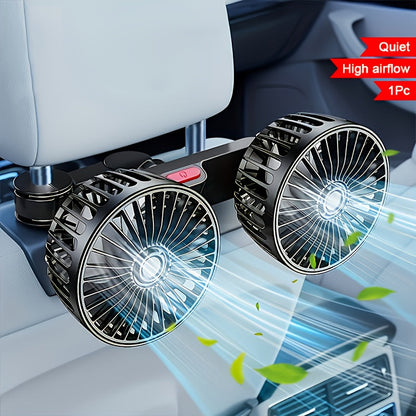 Portable Dual Car Fan with 360 Rotation and USB Power