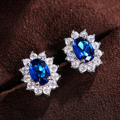 Exotic Azure Drop Gemstone Earrings - Fesara