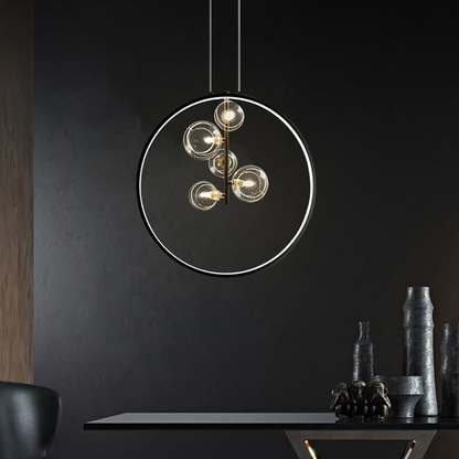 Simple Round Glass Pendant Lamp Black