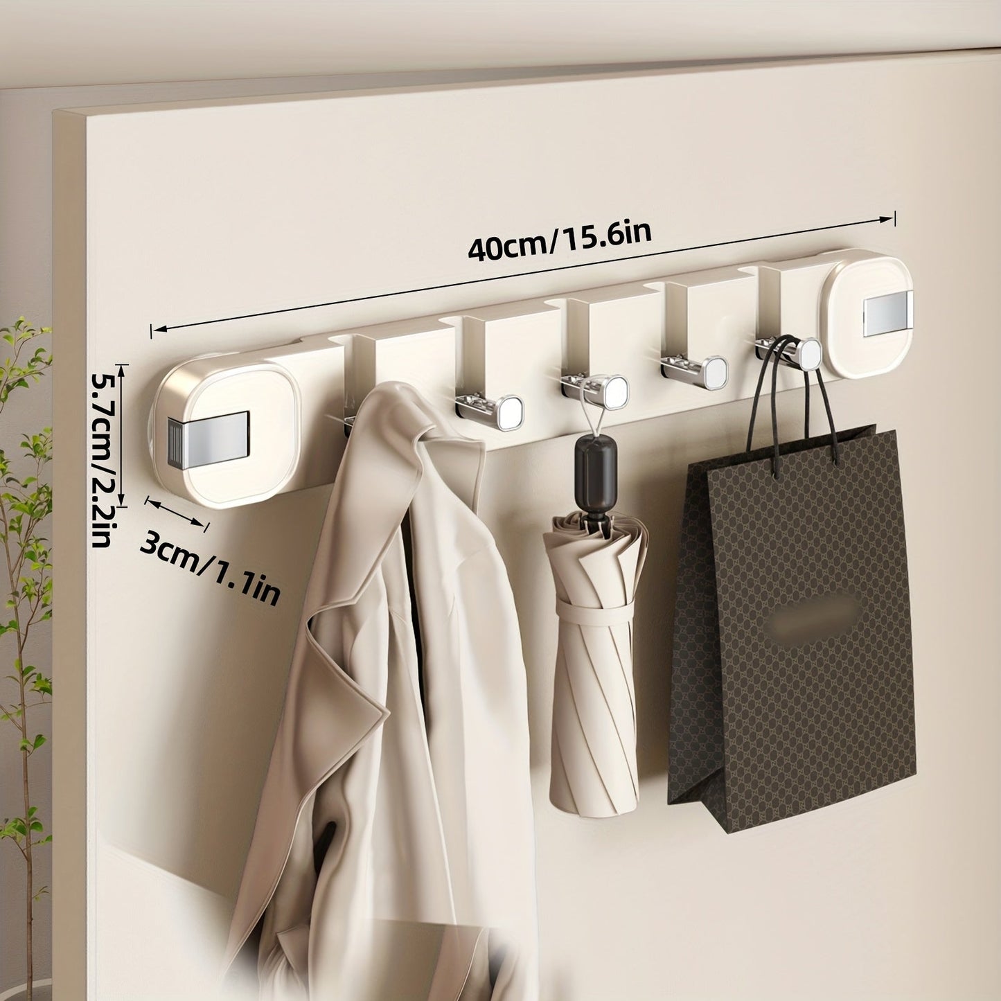 Easy Install Wall Mount 5 Hook Storage Rack