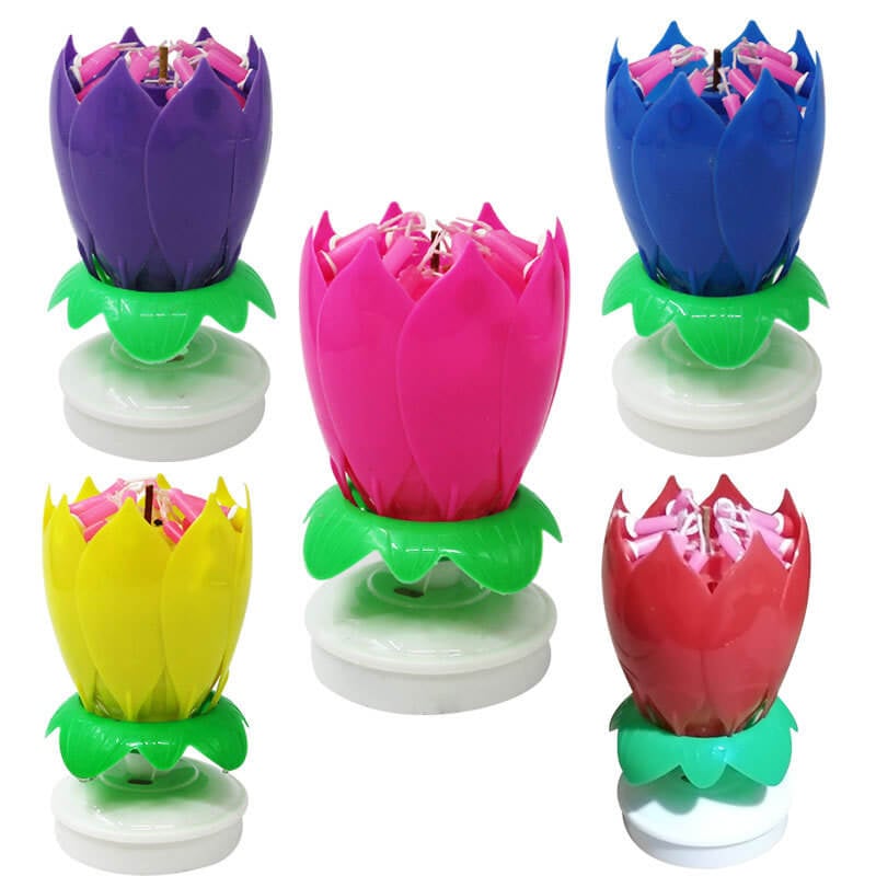 Colorful Blooming Birthday Candle