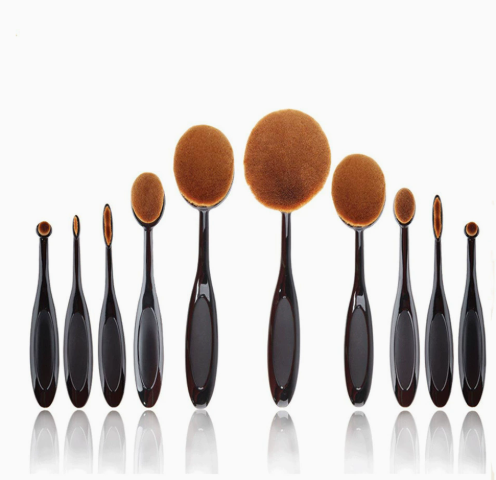Luxury 10pc Oval Makeup Brush Set - Fesara
