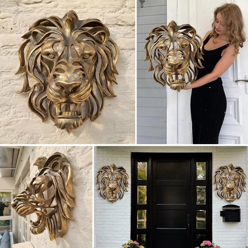 Stylish Lion Head Metal Wall Decor