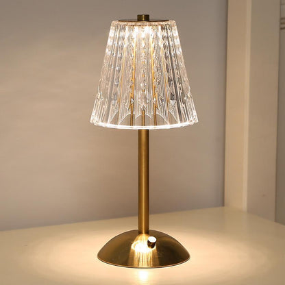 Elegant Glass Table Lamp with Warm Gold Lighting