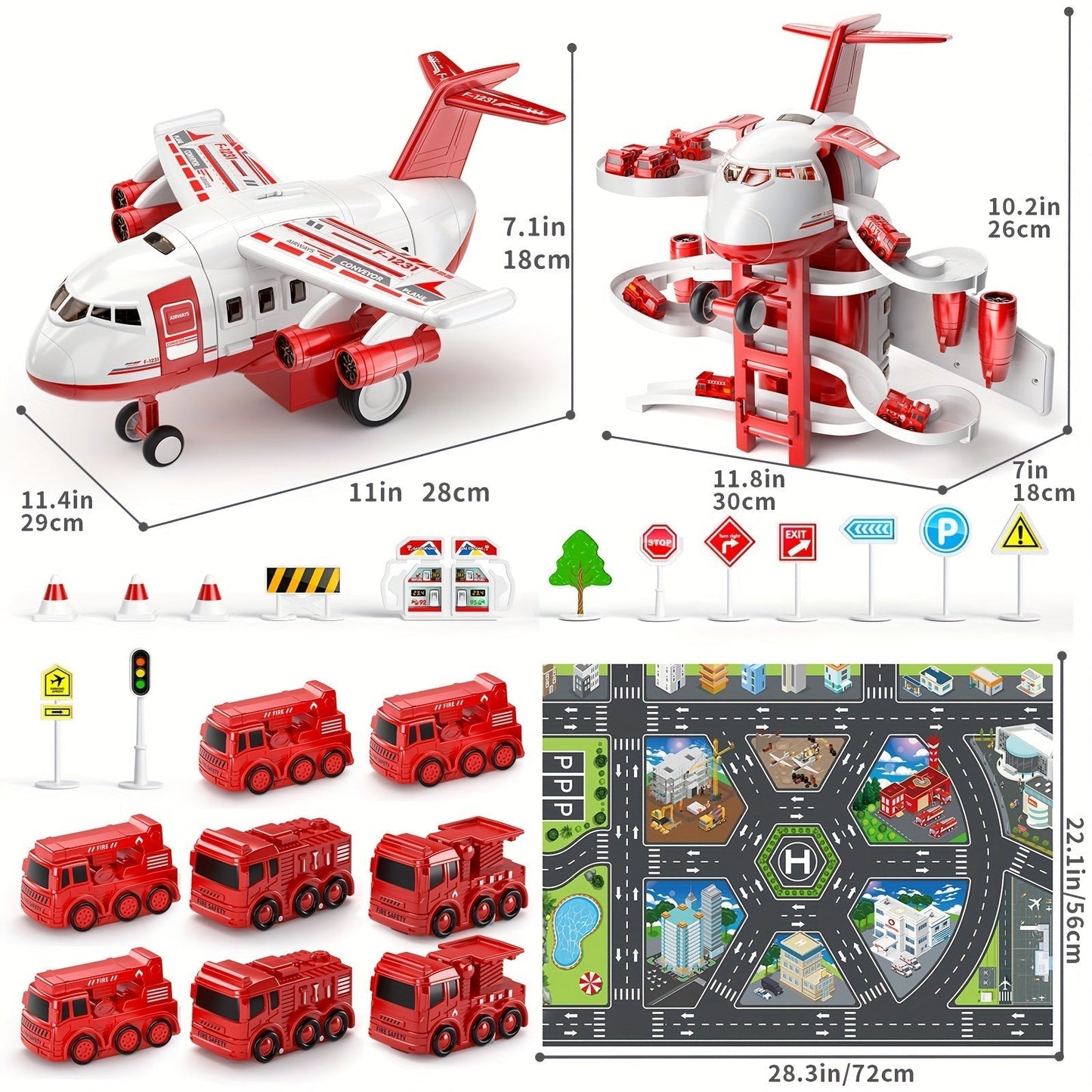 Exciting Rescue Playset with Airplane and Fire Truck