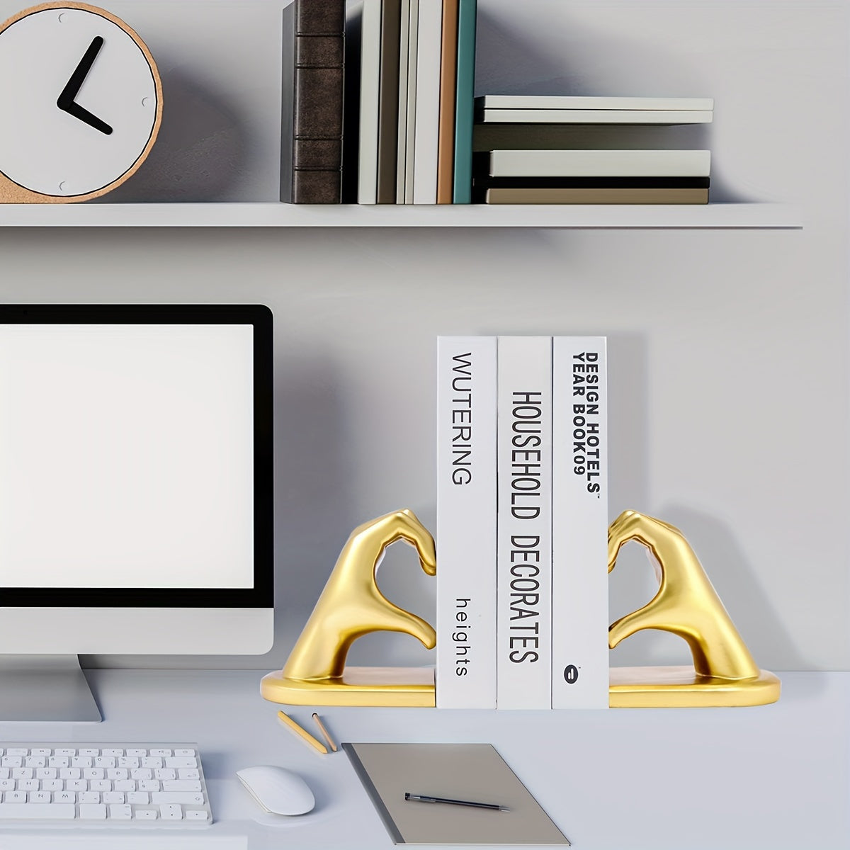 Elegant Heart Shaped Book Ends in Rose Gold