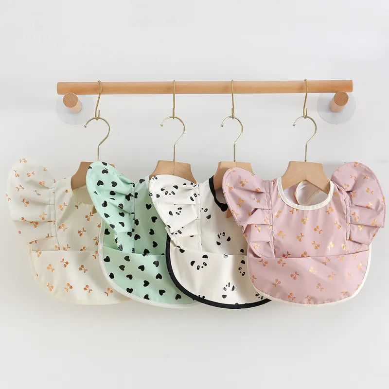 Soft Baby Bib with Sleeves - Waterproof Feeding Bib with Crumb Catcher