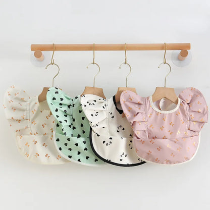Soft Baby Bib with Sleeves - Waterproof Feeding Bib with Crumb Catcher