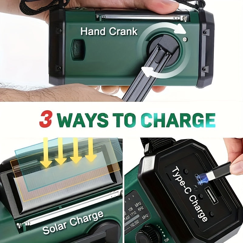 Portable Solar Powered Emergency Radio with Power Bank