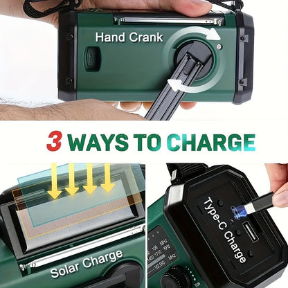 Portable Solar Powered Emergency Radio with Power Bank