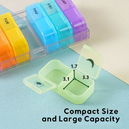 Daily Pill Box - Portable, Extra Large, BPA Free Organizer