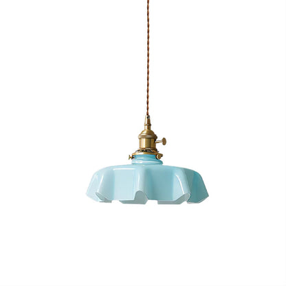 Elegant Ruffled Glass Metal Pendant Lamp