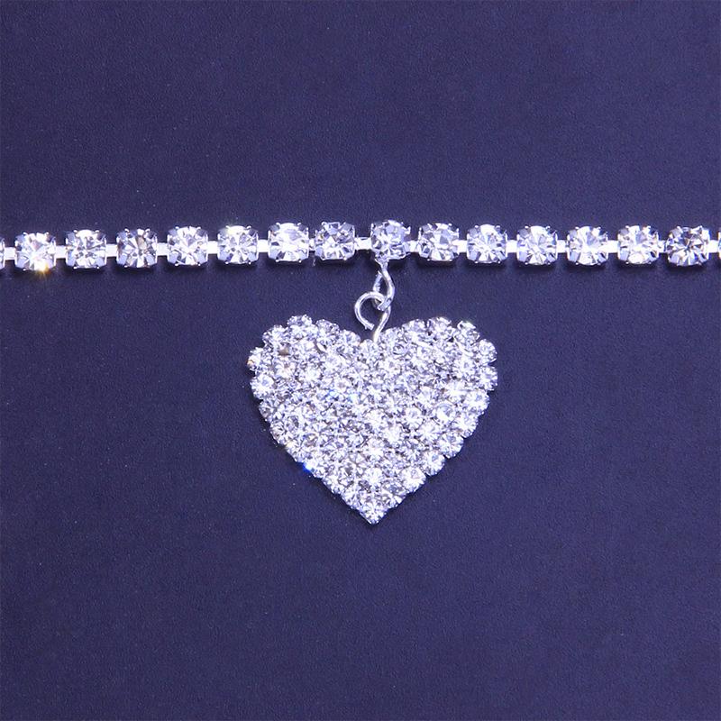 Sparkly Crystal Heart Charm Anklet