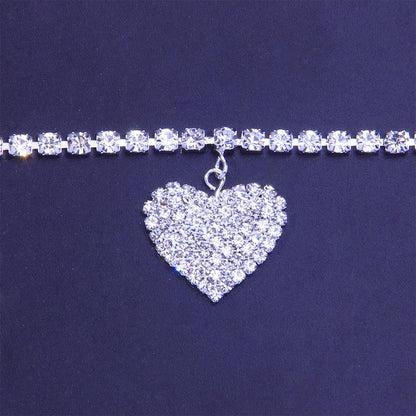 Sparkly Crystal Heart Charm Anklet