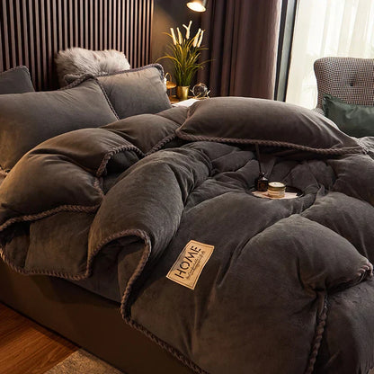 Soft Velvet Fleece Bedding Duvet Cover Set