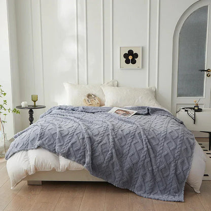Plush Reversible Woolen Throw Blanket