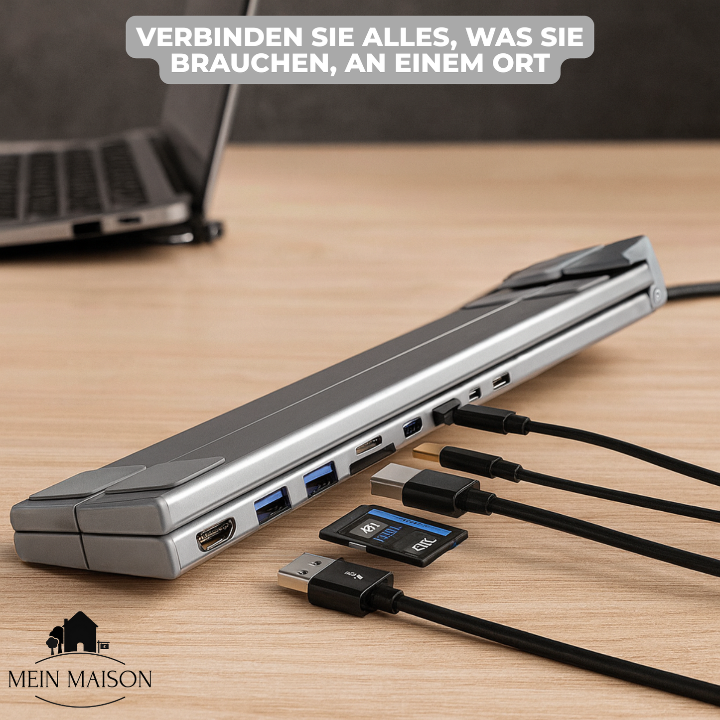 Compact 8-in-1 Laptop Stand and USB Hub