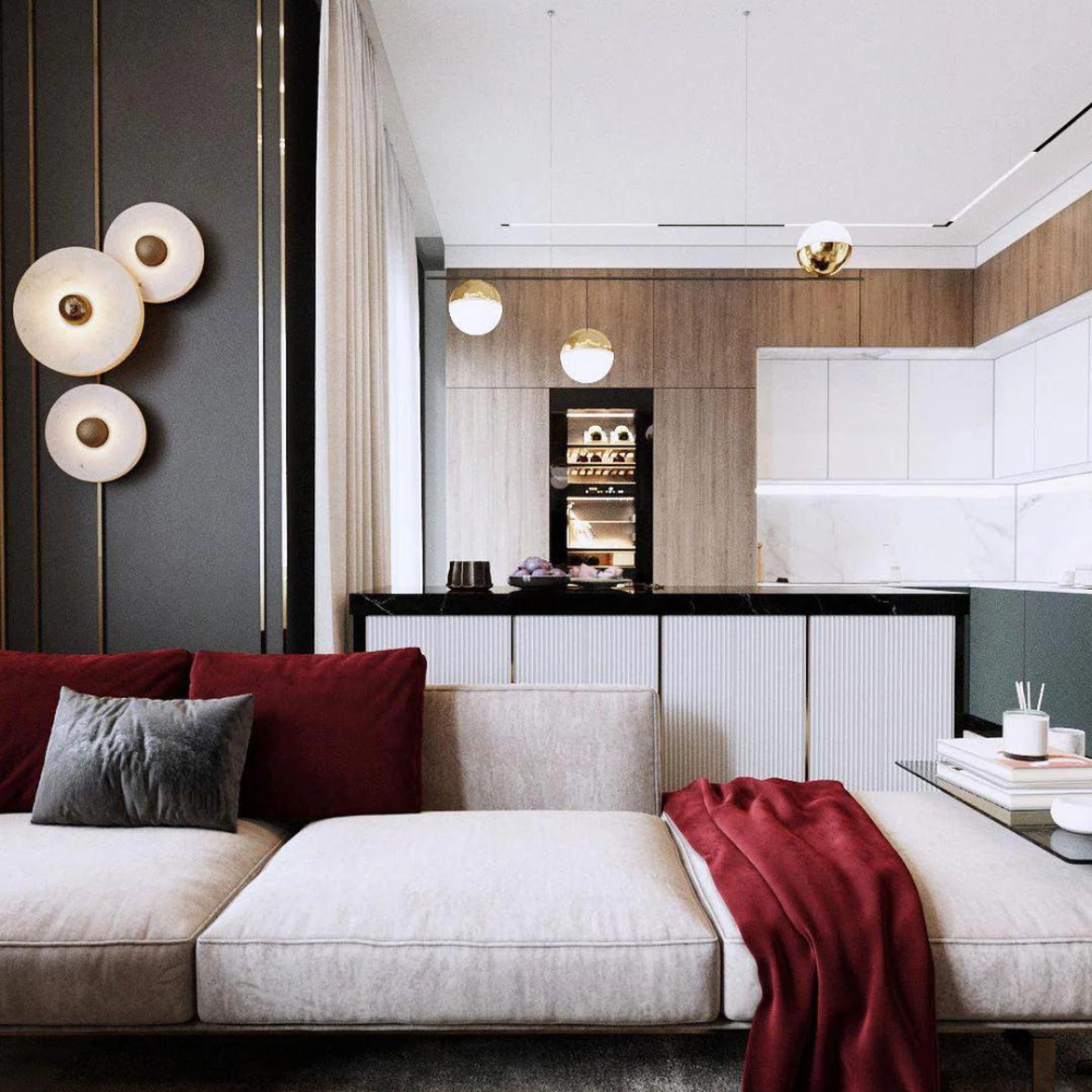 Round White Metal Wall Light